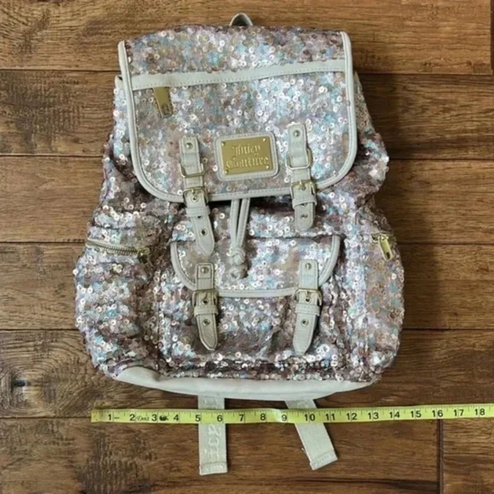 Juicy Couture Rainbow Sequined Pink Gold Multicolor Backpack Y2K Eras Tour Pride